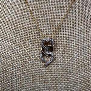 Ross Simons 3 Interlocked Hearts .925 Silver Pendant Necklace Gold Plated